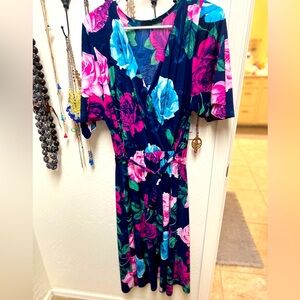 Women’s floral faux wrap dress, 2x